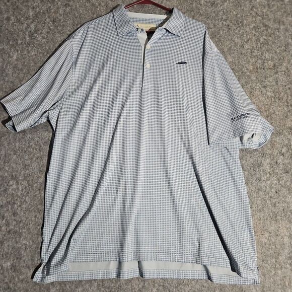 Donald Ross Polo Shirt Men's XXL Blue Dotted Golf Performance Stretch Active - Picture 1 of 7